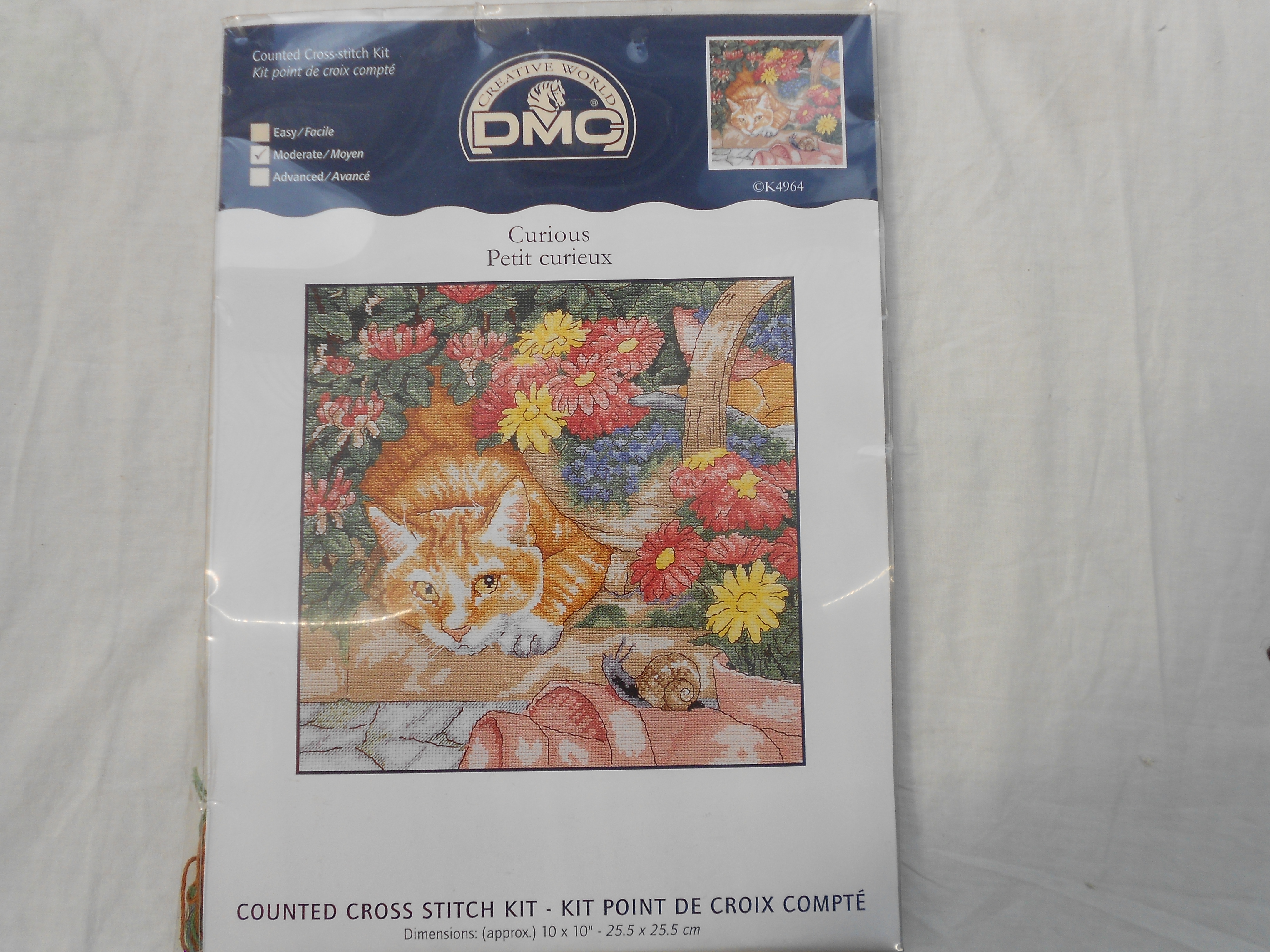 Cat Adn Flower Counted Cross Stitch Kit