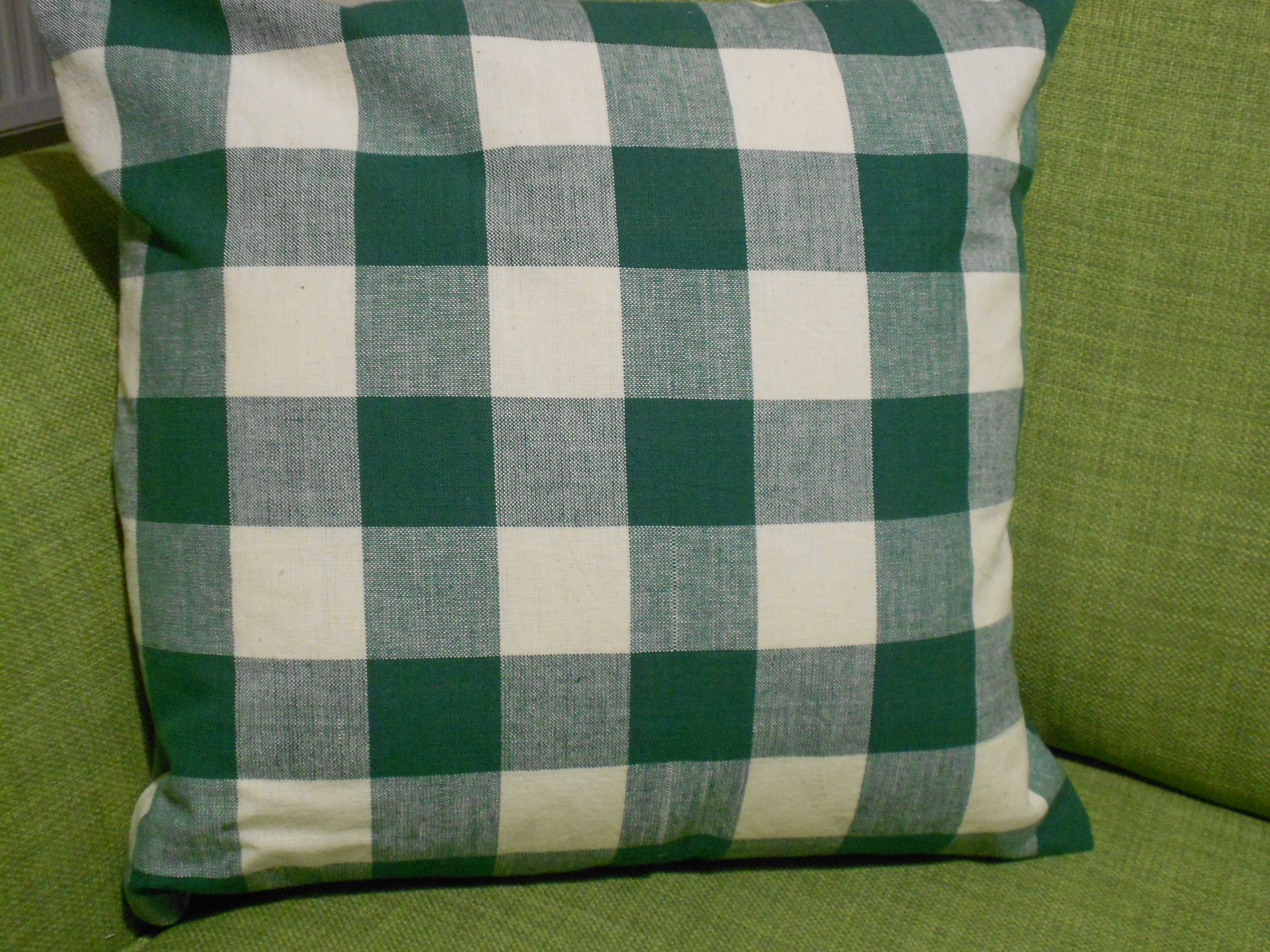 Green Checked Cushion – Back