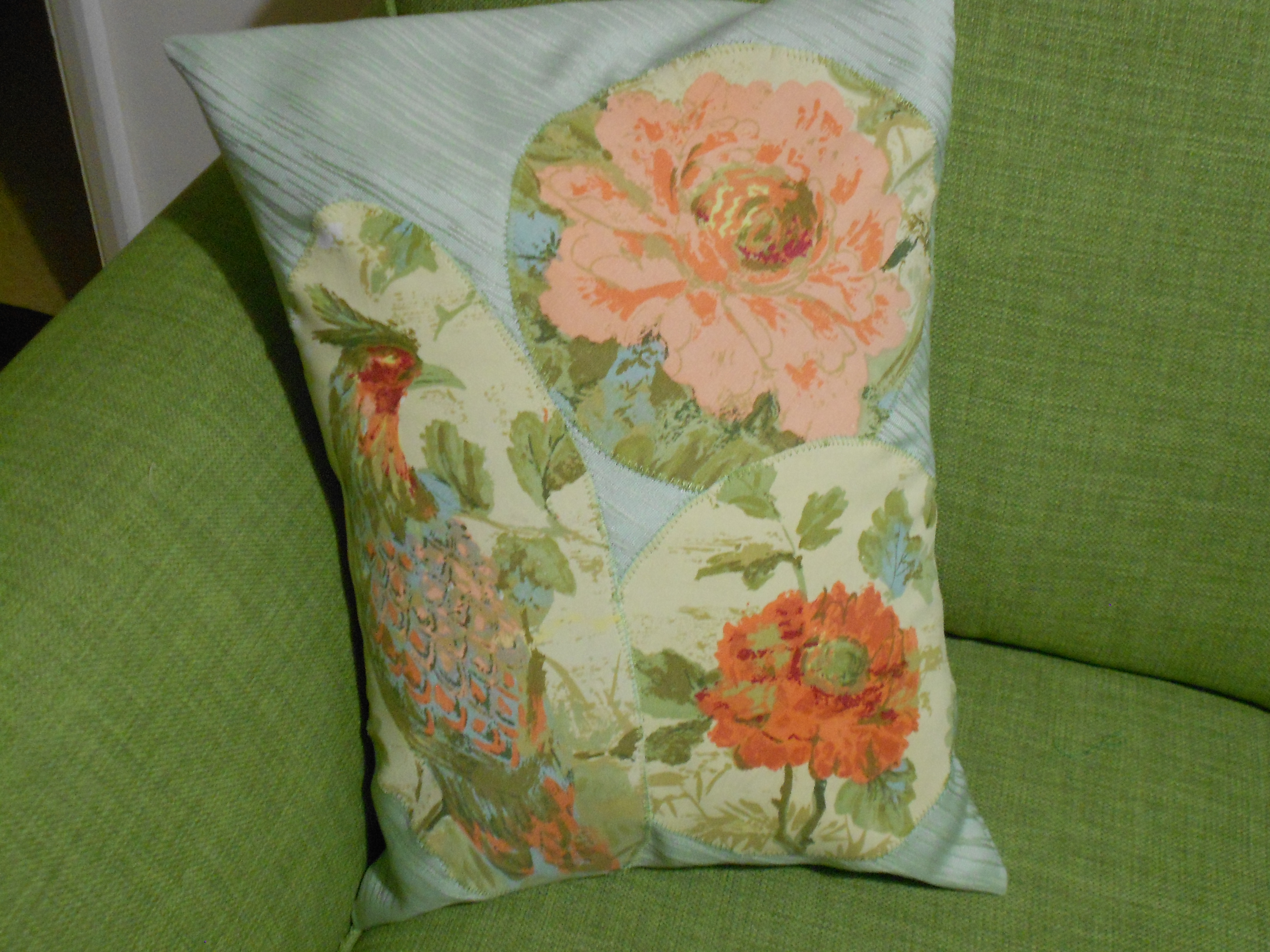Peacock Applique Cushion